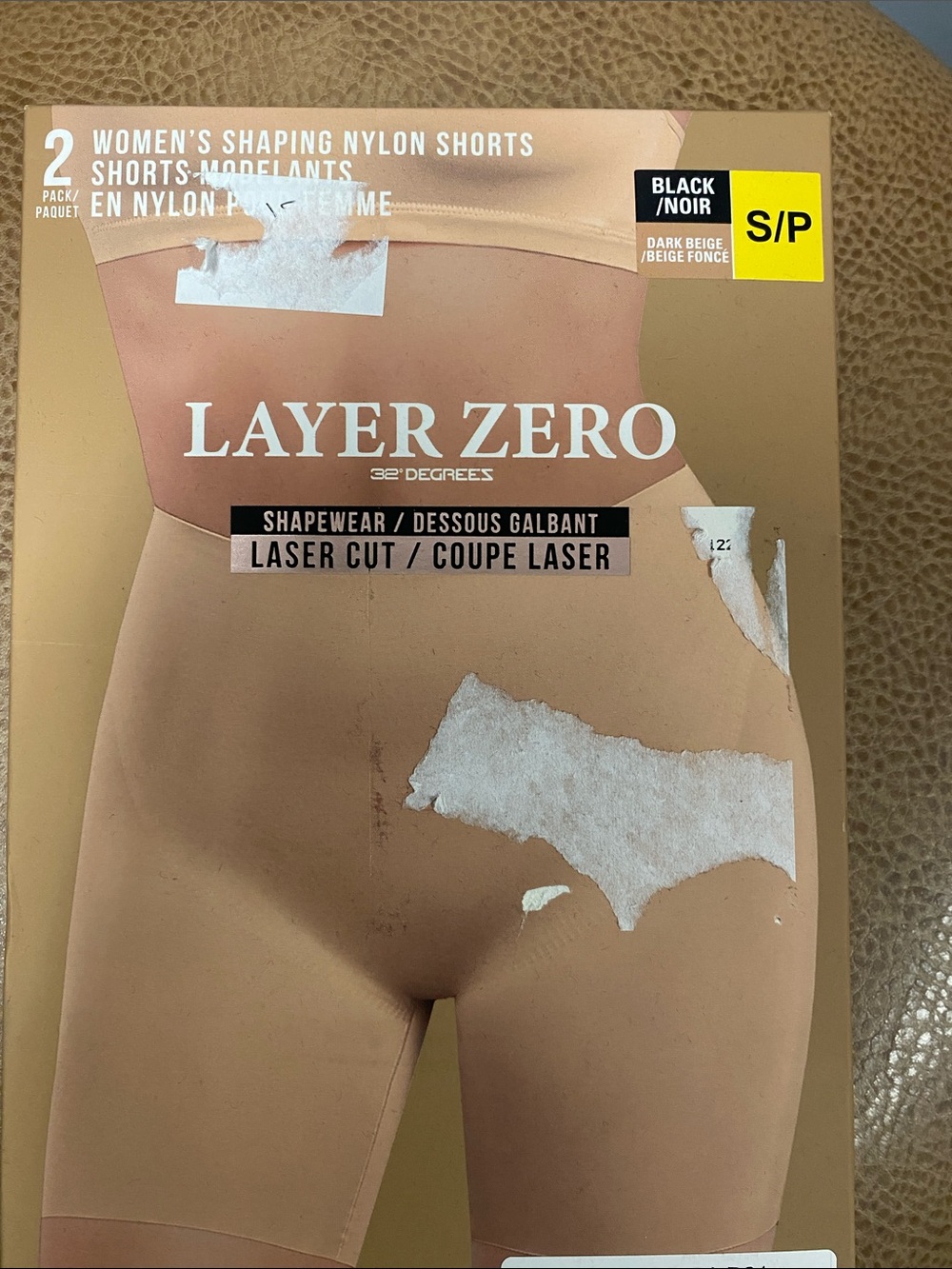 Ladies Nylon Shaping Shorts - black & dark beige